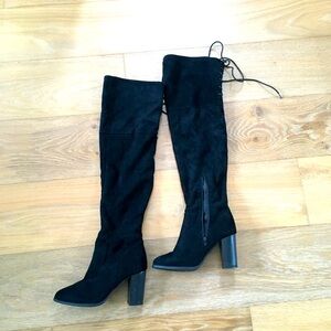 Microsuede above the knee boots